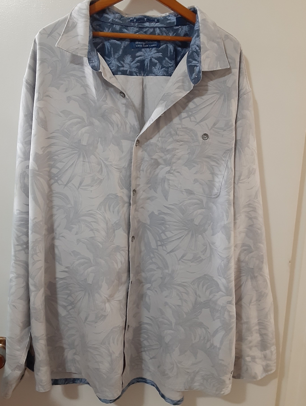 Tommy Bahama 4XLT Big & Tall "Linden Beach Flannel" Light Blue Palm Print
